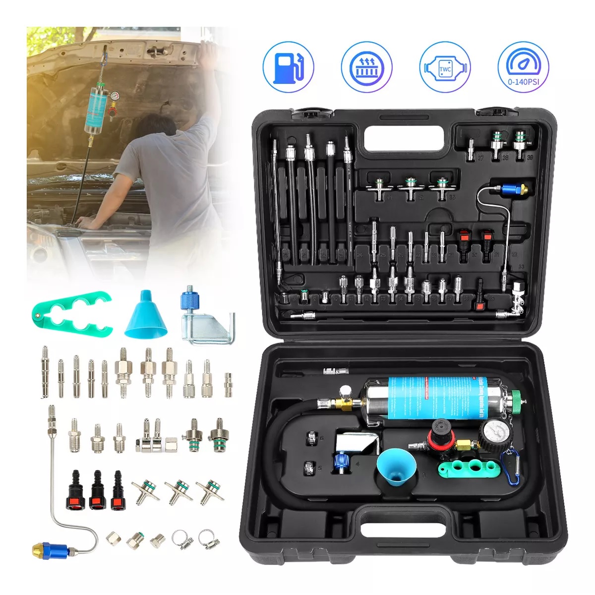 Limpiador De Inyectores De Boya Incluye Conector Kit 39 Pcs.