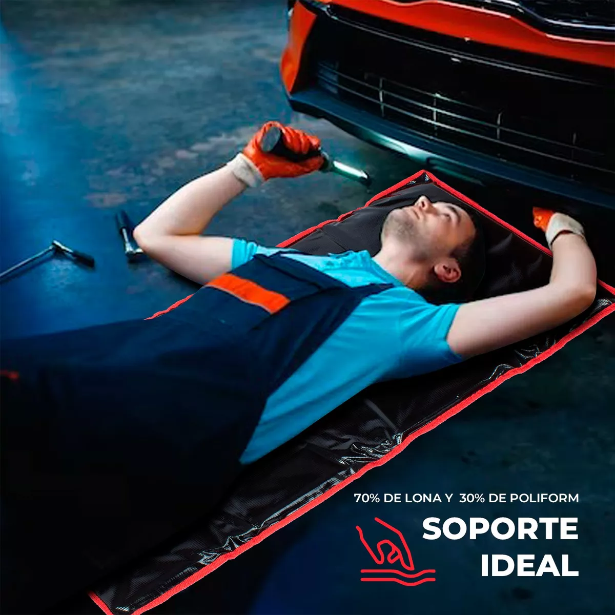 Cama De Mecanico Plegable, Flexible Y Ligera. Facil Guardado.