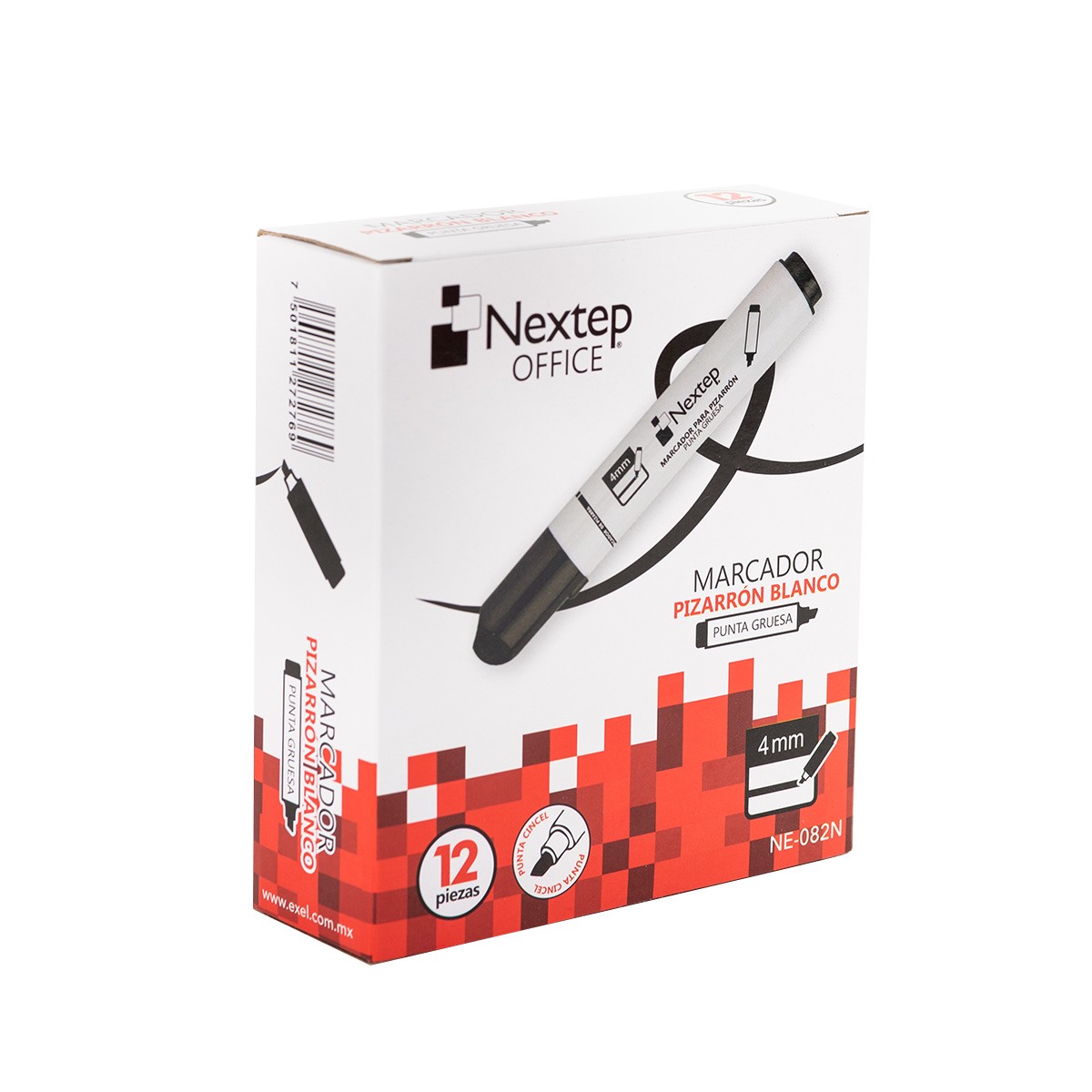 Marcador para Pizarrón blanco Nextep con punta Cincel de 4 mm, 12 piezas, Azul.