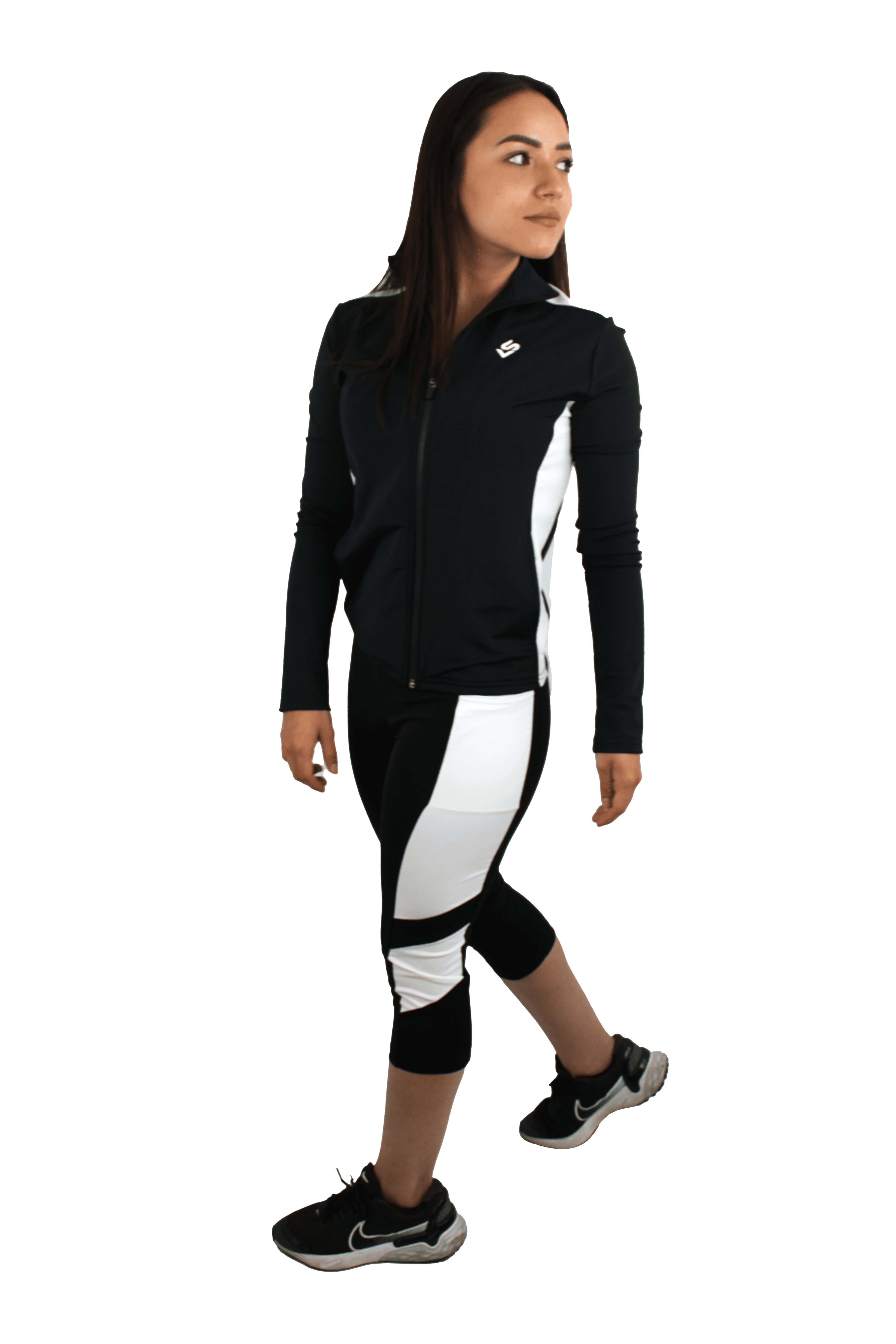 Biker negro con blanco para dama.