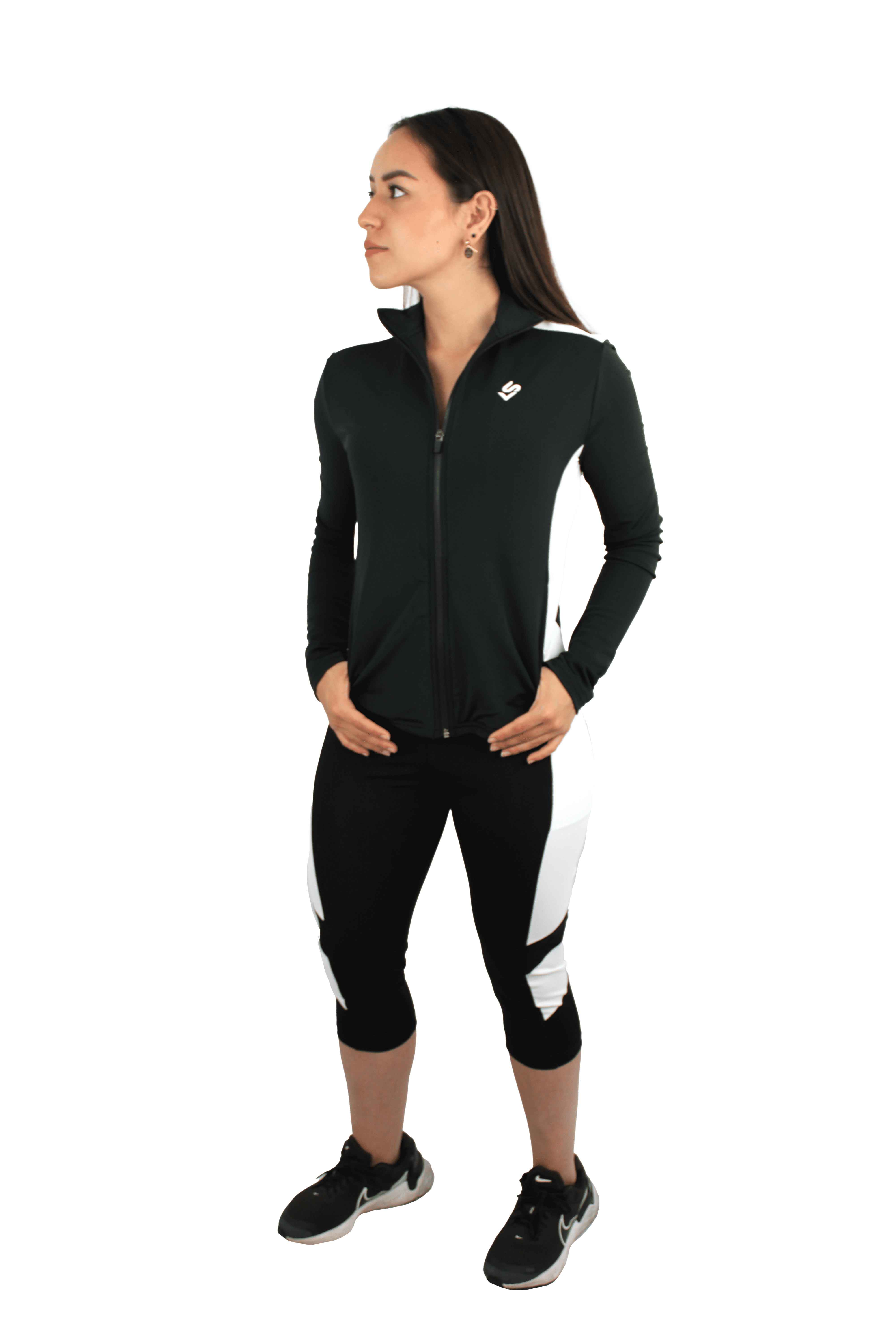 Biker negro con blanco para dama.