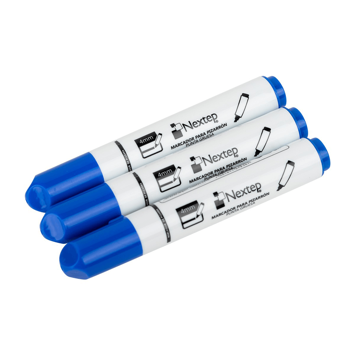 Marcador para Pizarrón blanco Nextep con punta Cincel de 4 mm, 12 piezas, Azul.