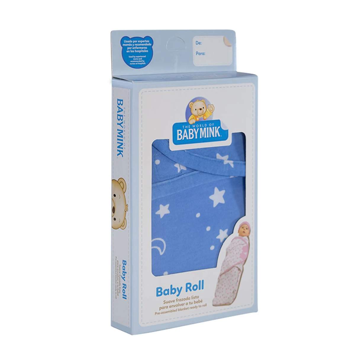 Manta Envolvente Recién Nacido Baby Mink Baby Roll Azul.