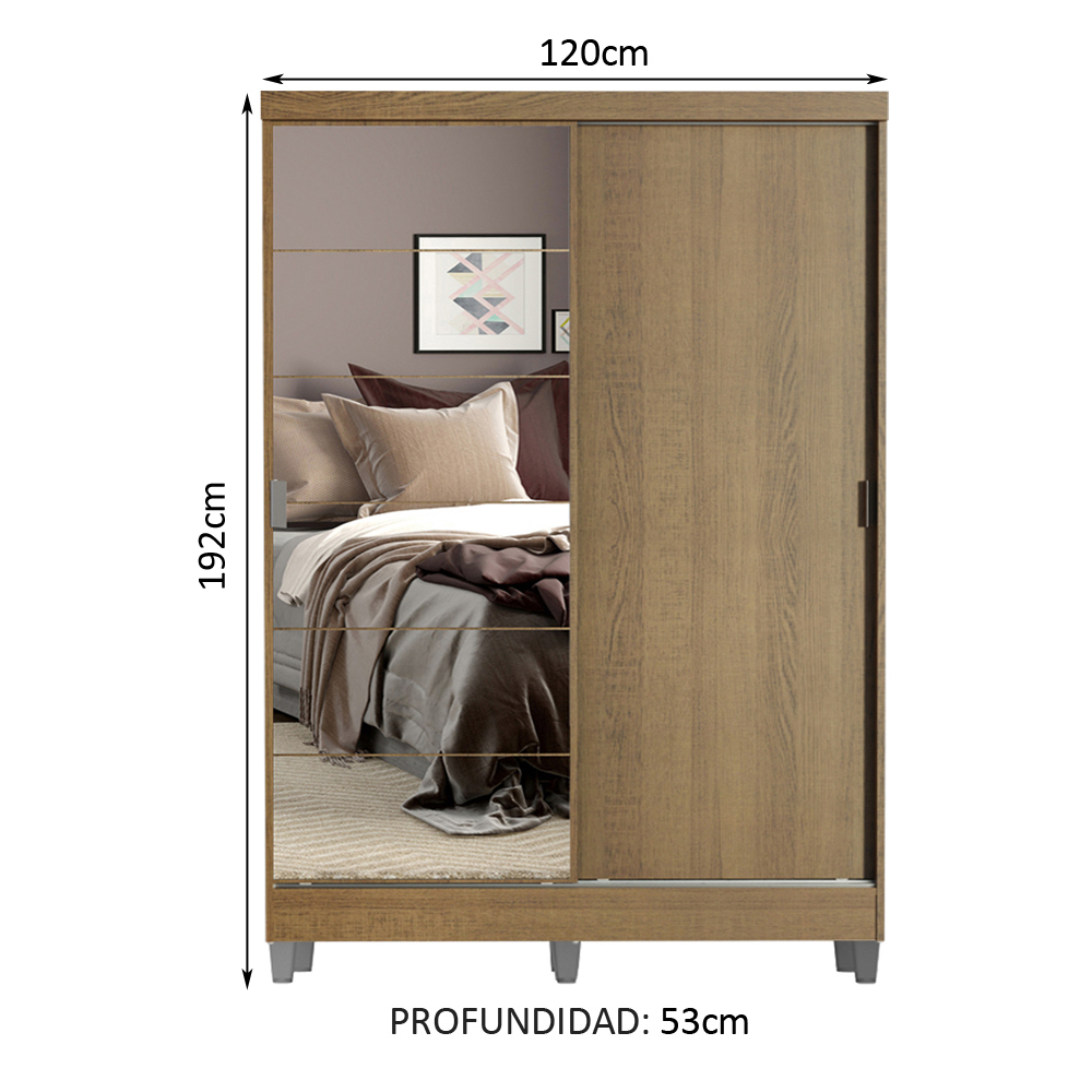 Ropero Closet Madesa Luke con 2 Puertas, 1 Espejo y Patas MM.
