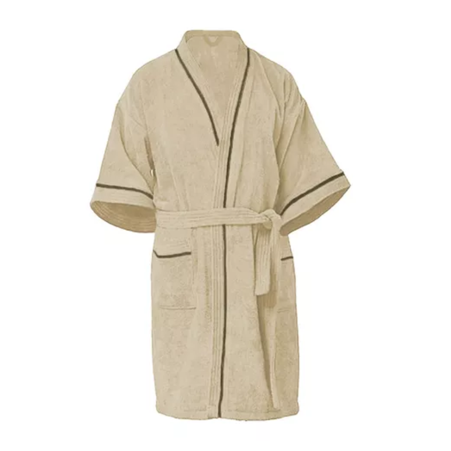 Bata De Baño Beige Premium 100% Algodón Super Absorbente.
