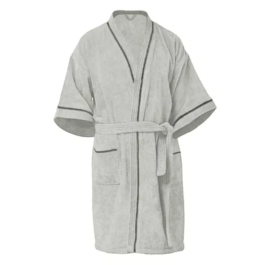 Bata De Baño Gris Premium 100% Algodón Super Absorbente.