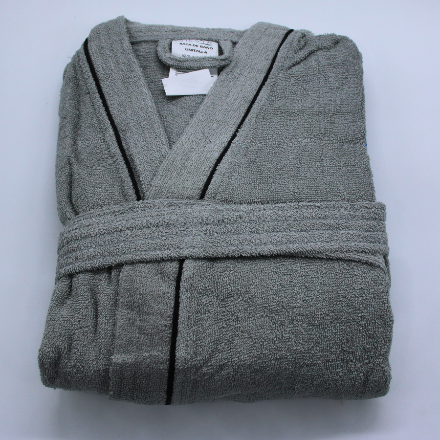 Bata De Baño Gris Premium 100% Algodón Super Absorbente.