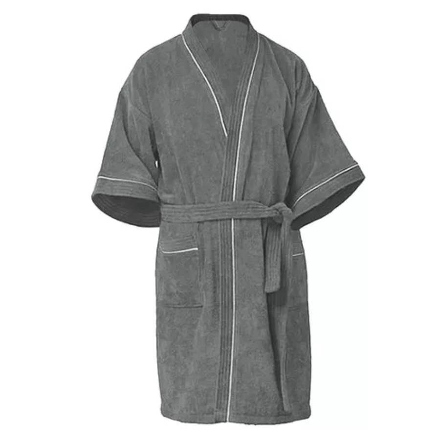Bata De Baño Gris OxfordPremium 100% Algodón Super Absorbente