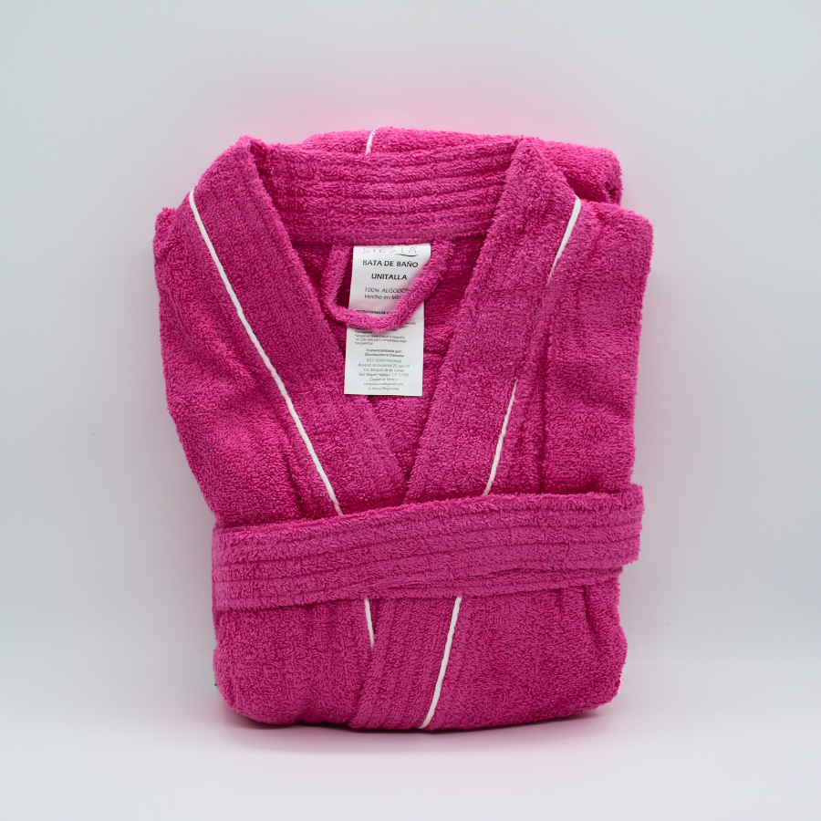 Bata De Baño Rosa Premium 100% Algodón Super Absorbente.