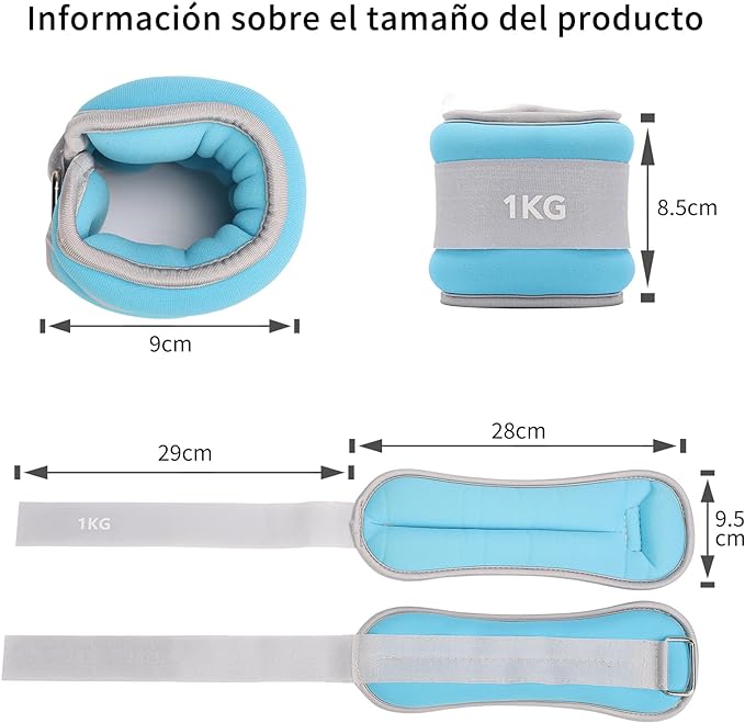 SHANDABULIU Polainas para Tobillo, Pesas para Tobillos, Polainas para Tobillo y Muñecas 1Kg × 2 Pcs, para Mujeres, Hombres, Deporte y Forma Física.