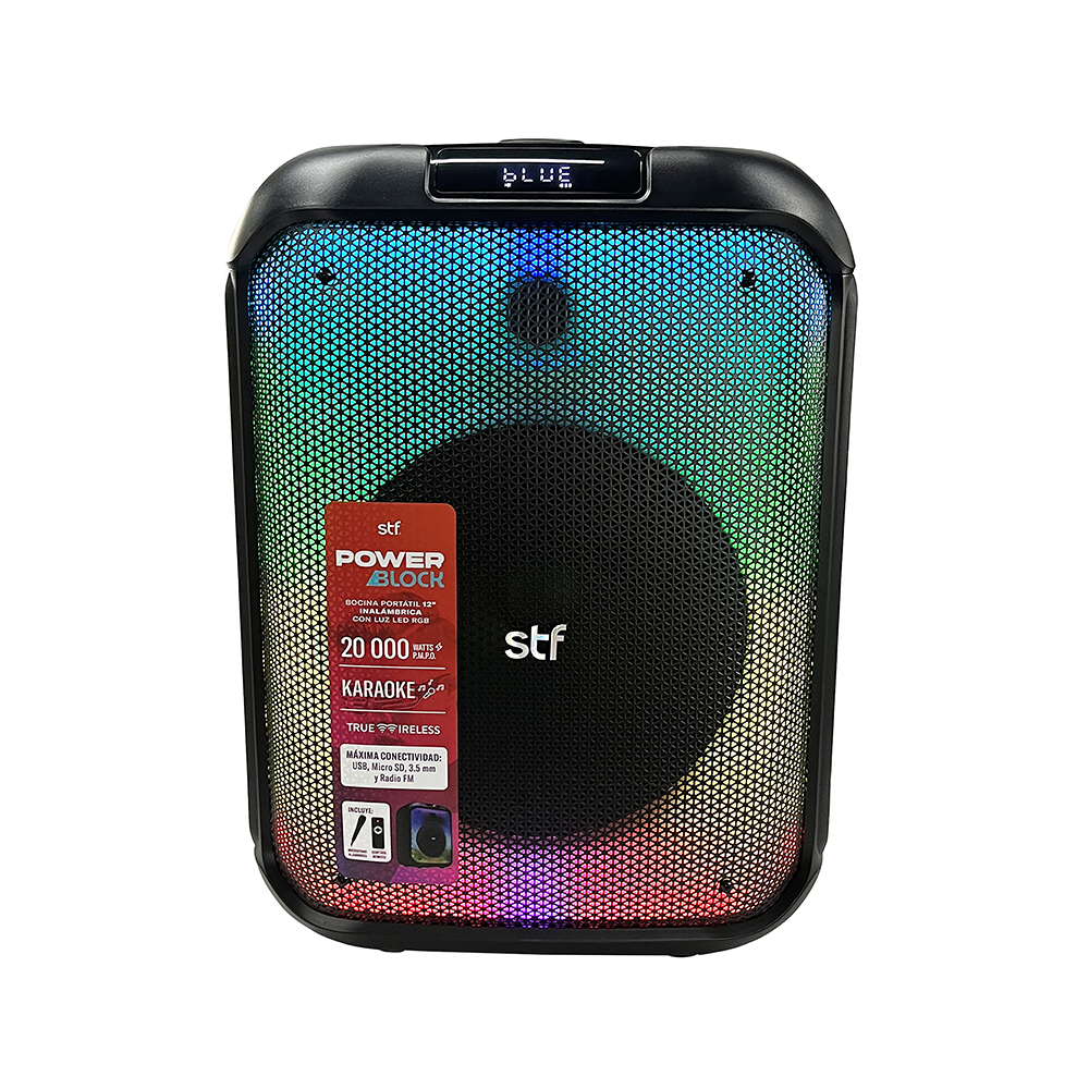 Bocina Inalámbrica portátil Power Block  Stf 12" pulgadas con luz LED.