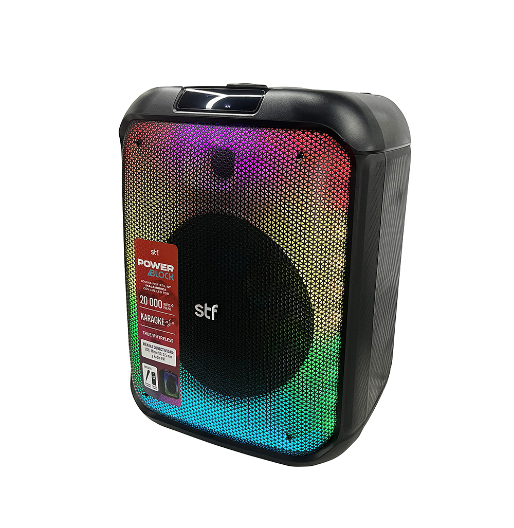 Bocina Inalámbrica portátil Power Block  Stf 12" pulgadas con luz LED.