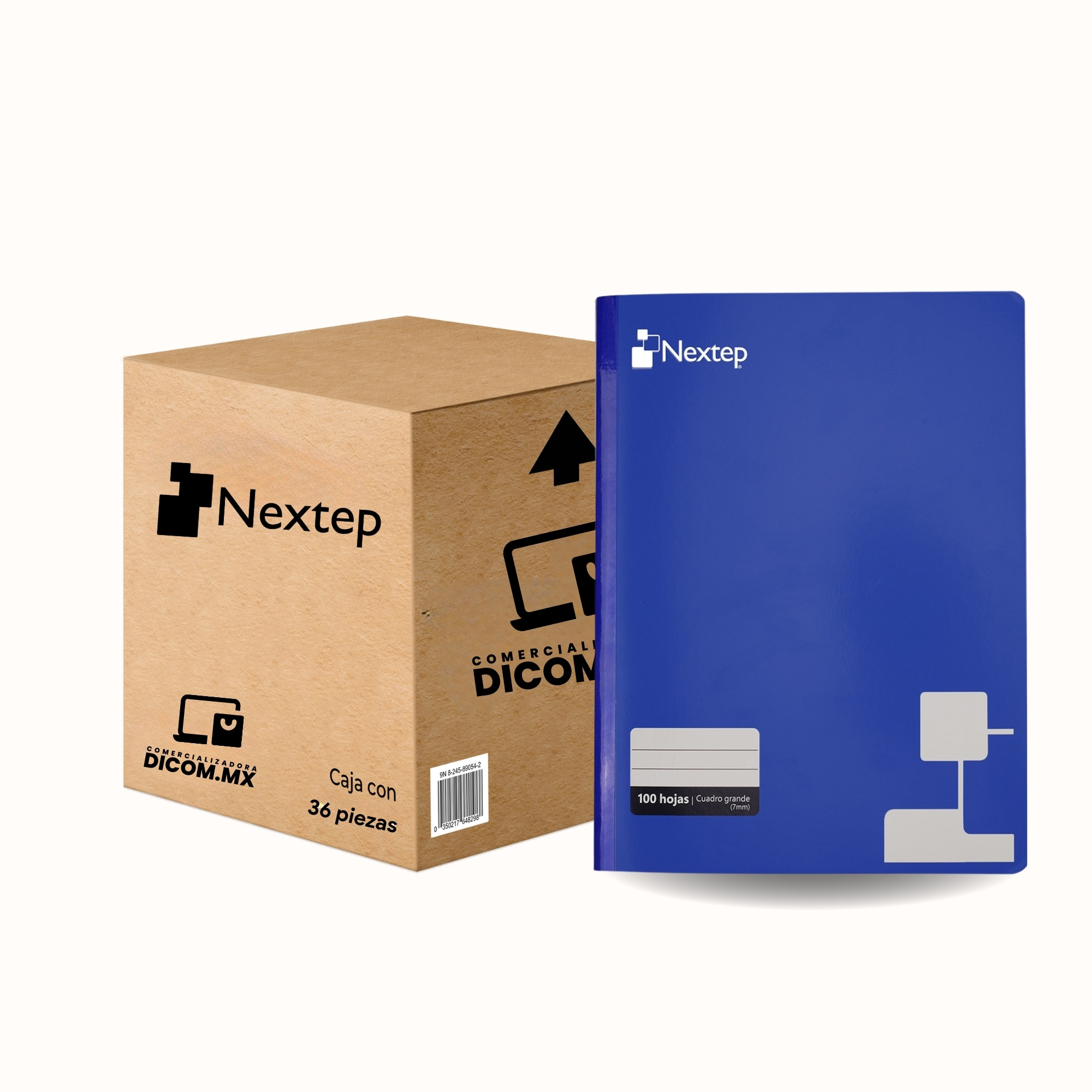 Cuaderno Profesional Nextep NE-008, Cuadriculada, Cosida, con 100 Hojas, Azul con 36 piezas.