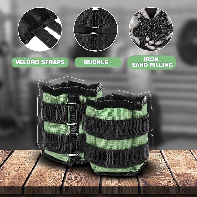 WAYAMY Pesas de Tobillo Ajustables para Fitness, Pesas para Tobillos y Muñecas, Totalmente Ajustable Tobillo Muñeca Brazo Pierna Pesos, con Correa Ajustable para Ejercicio, para Ejercicio, Caminar, Footing, Gimnasio, 4Kg (2 x 2kg).
