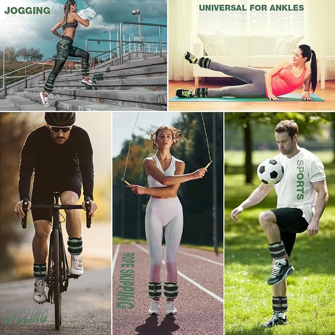 WAYAMY Pesas de Tobillo Ajustables para Fitness, Pesas para Tobillos y Muñecas, Totalmente Ajustable Tobillo Muñeca Brazo Pierna Pesos, con Correa Ajustable para Ejercicio, para Ejercicio, Caminar, Footing, Gimnasio, 4Kg (2 x 2kg).
