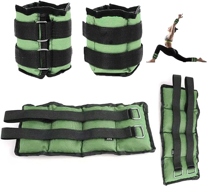 WAYAMY Pesas de Tobillo Ajustables para Fitness, Pesas para Tobillos y Muñecas, Totalmente Ajustable Tobillo Muñeca Brazo Pierna Pesos, con Correa Ajustable para Ejercicio, para Ejercicio, Caminar, Footing, Gimnasio, 4Kg (2 x 2kg).