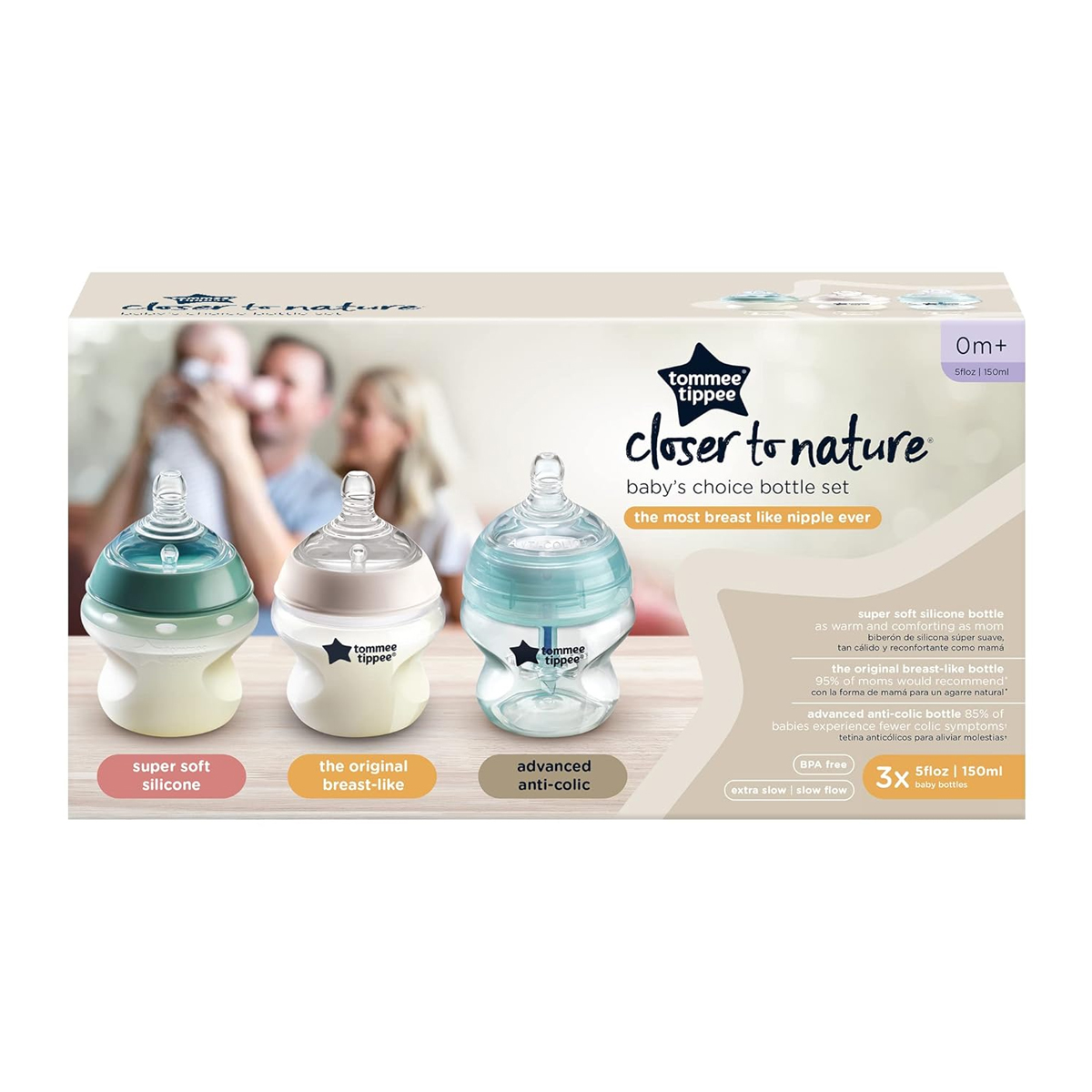Set Biberones Tommee Tippee Baby Choice 5oz 3pz.