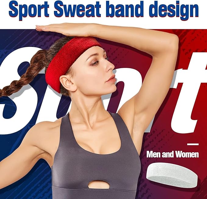 SanMuHome Cinta Deportiva para la Cabeza, Cinta Deportiva para el Sudor, Cinta elástica de Secado rápido para Correr, Ciclismo, Yoga, fútbol, Baloncesto y Otros Deportes.