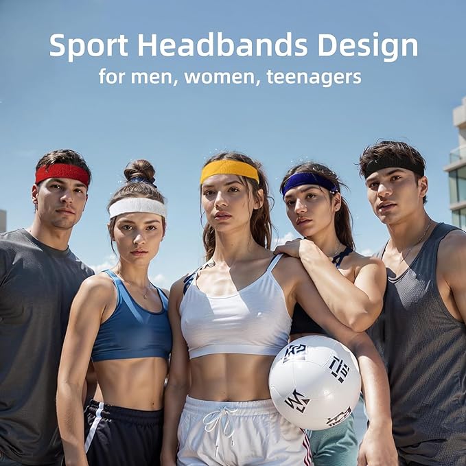 SanMuHome Cinta Deportiva para la Cabeza, Cinta Deportiva para el Sudor, Cinta elástica de Secado rápido para Correr, Ciclismo, Yoga, fútbol, Baloncesto y Otros Deportes.