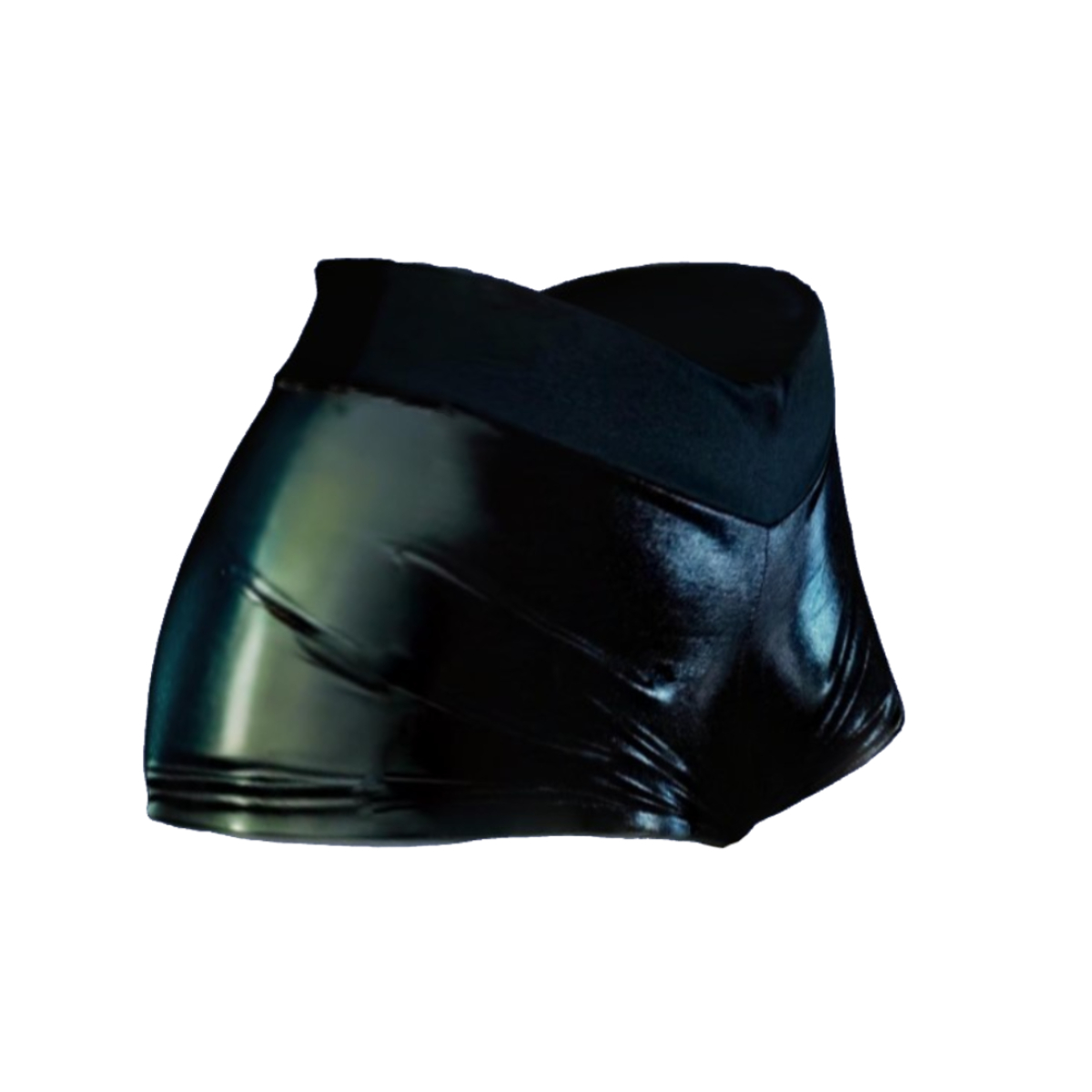 SHORT CORTO MUJER VINIL METALICO NEGRO.