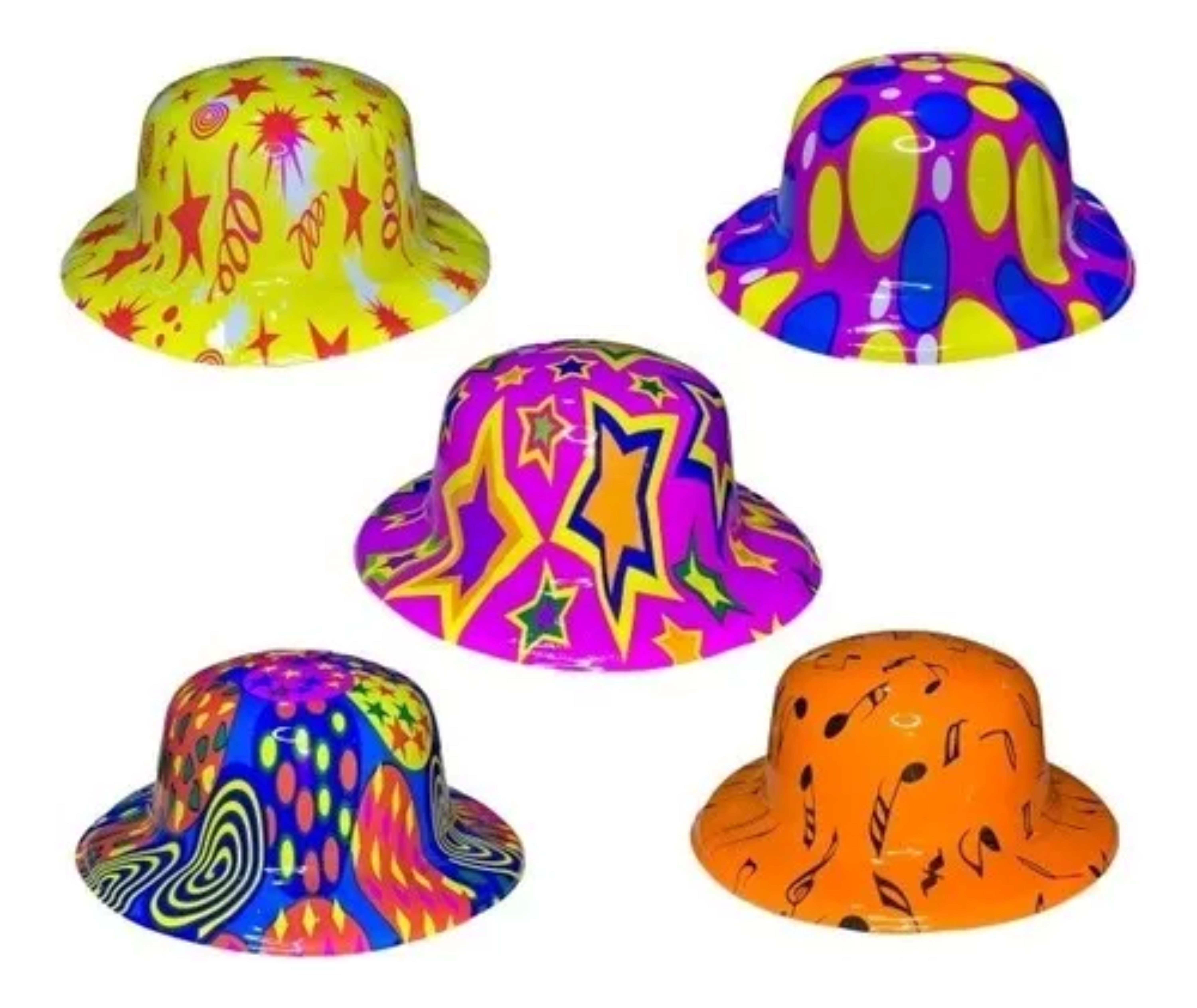 50 Sombrero Bombin Neón Fiesta Boda Evento Batucada Plastico.