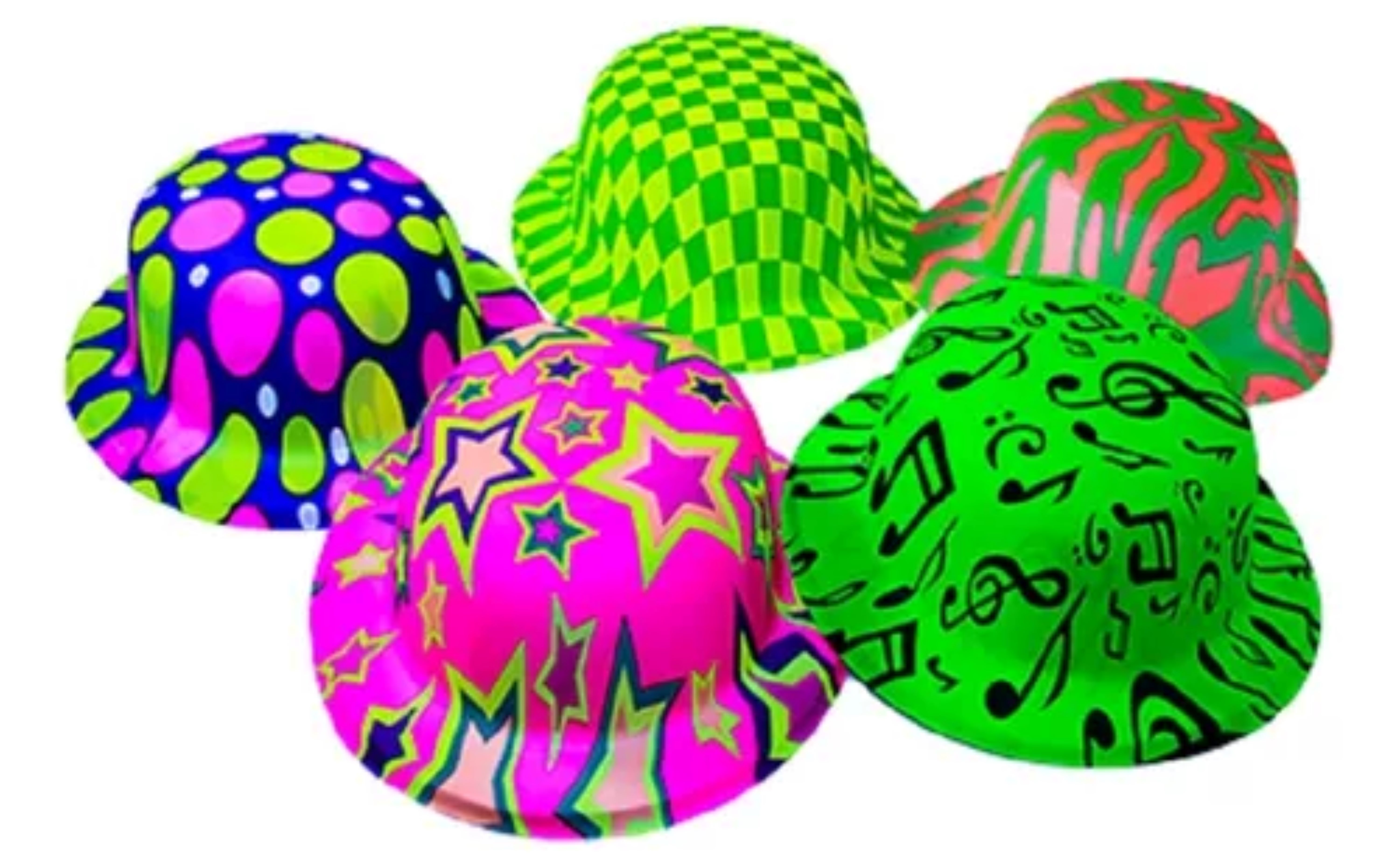 50 Sombrero Bombin Neón Fiesta Boda Evento Batucada Plastico.