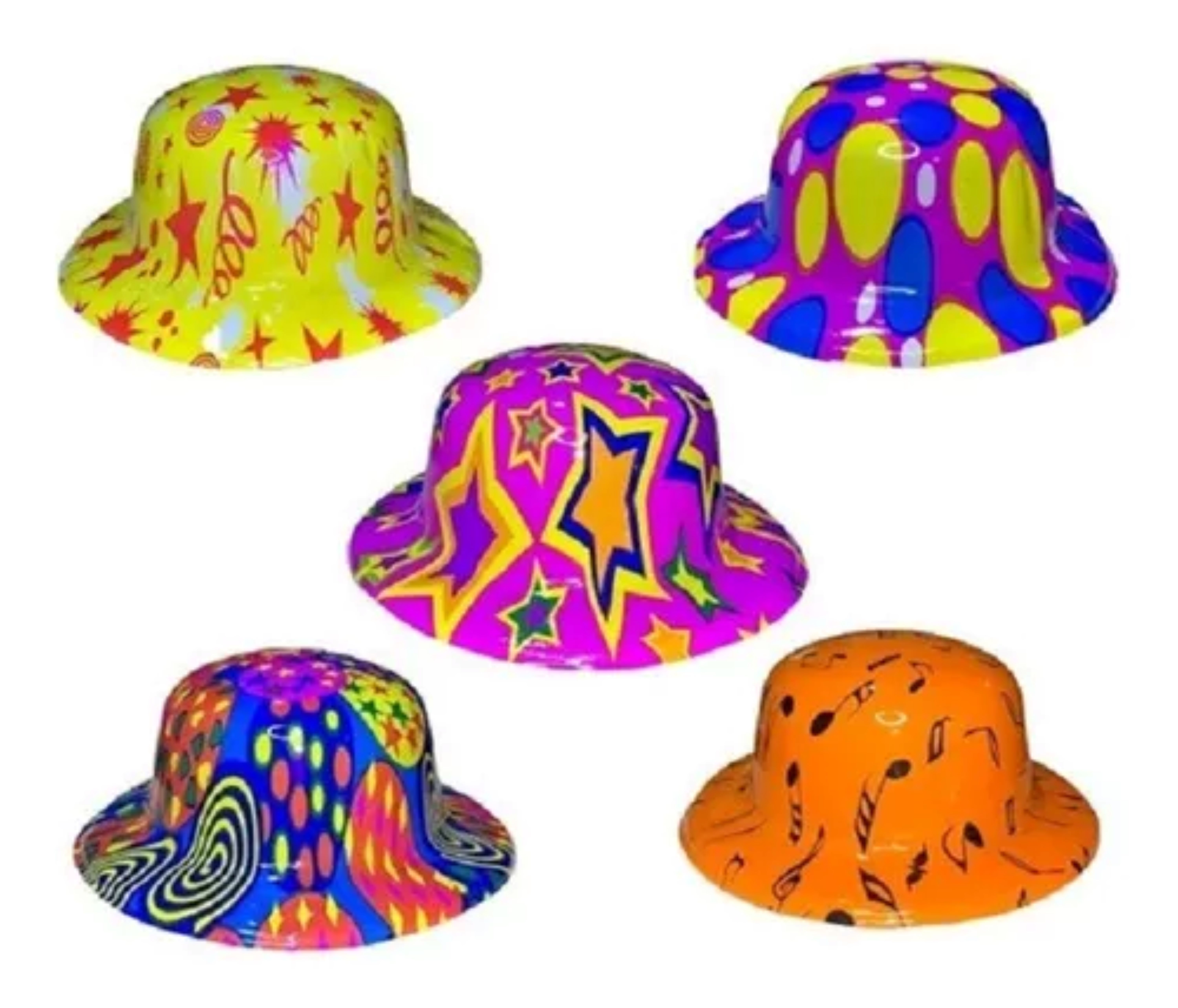 50 Sombrero Bombin Neón Fiesta Boda Evento Batucada Plastico.