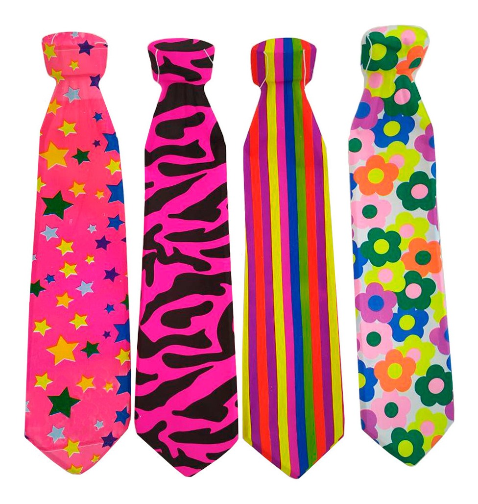 60 Corbata Colores Neón Glow Boda Xv Fiesta Plastico.