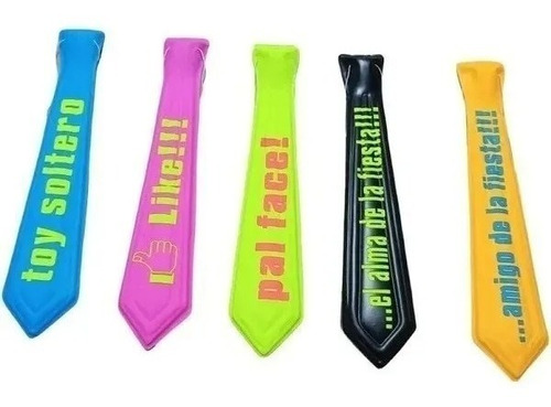 70 Corbata Frases Colores Neón Glow Boda Xv Fiesta Plastico.