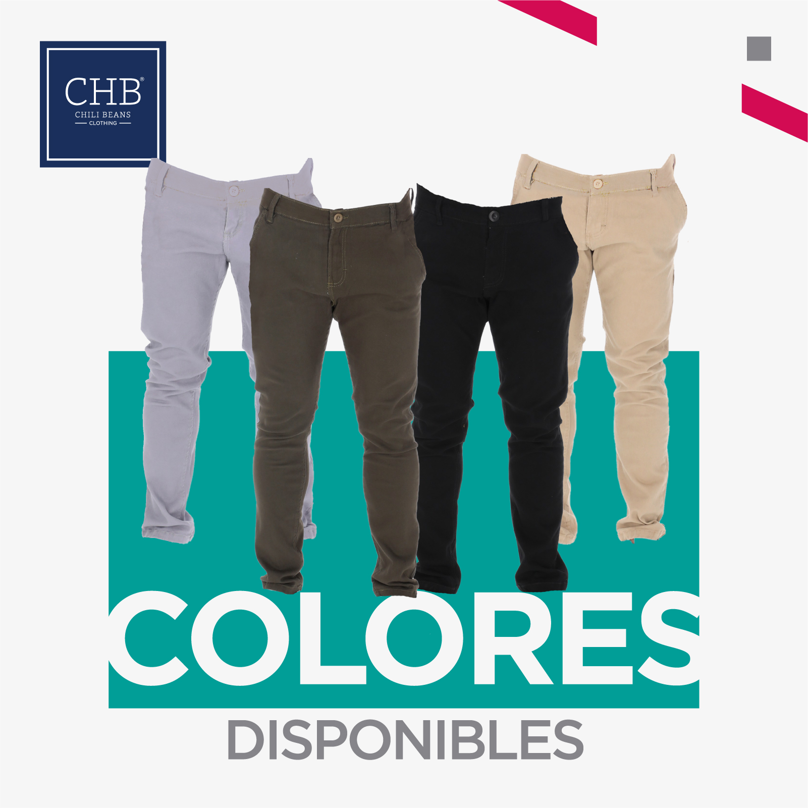 Jeans De Gabardina Color Verde Militar Para Hombre CHB Chili Beans Clothing Co..