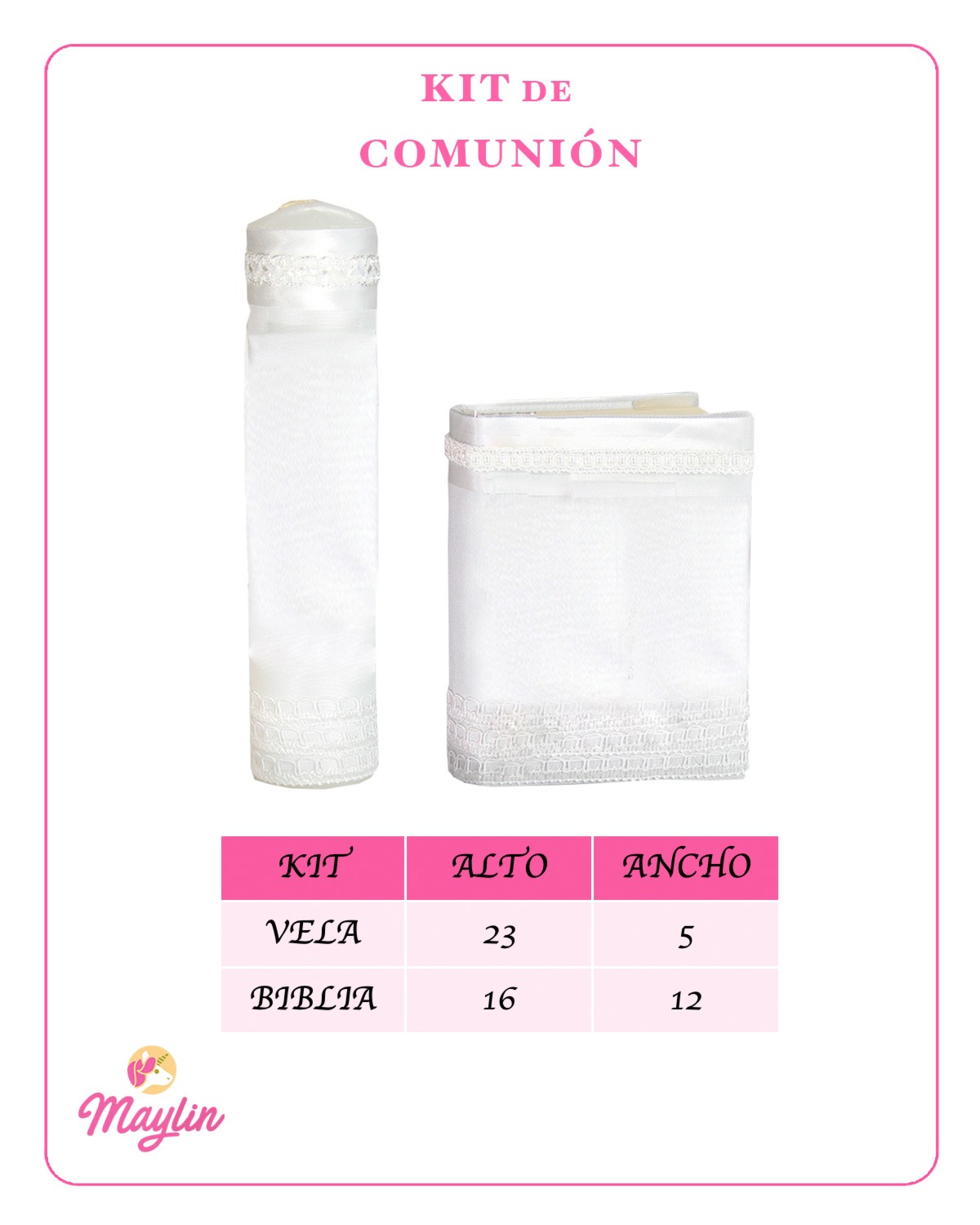 Kit Vela Primera Comunión Niña Set Rosario Biblia Latinoamericana Decorada Constanza.