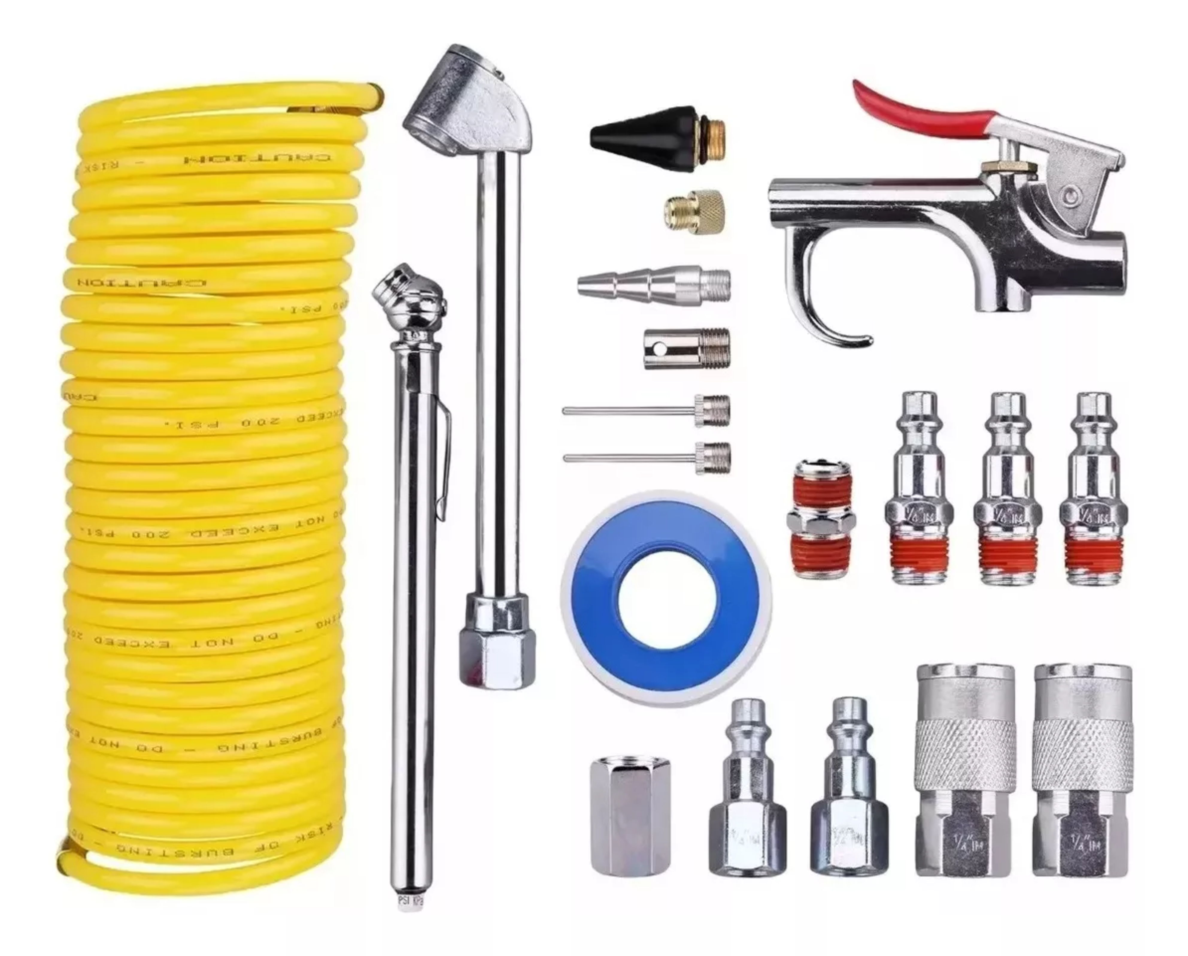 Kit Accesorios Aire Para Compresor Con Manguera 20 Piezas.