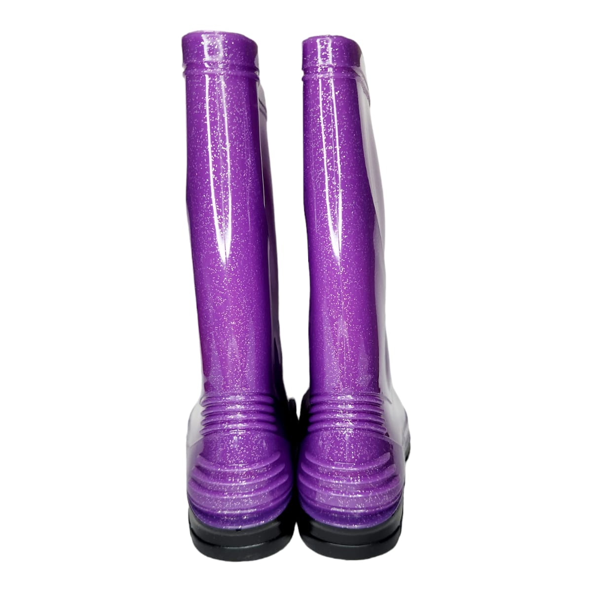 Bota De Lluvia Impermeable Plástico Greenbox Brillos Morado Moda.