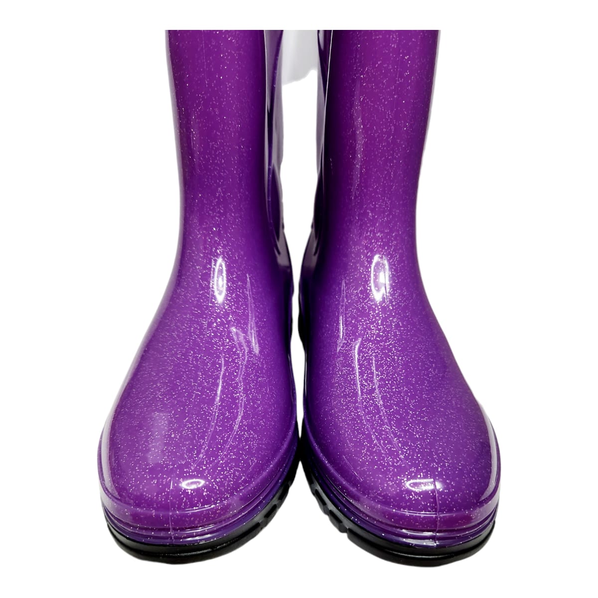 Bota De Lluvia Impermeable Plástico Greenbox Brillos Morado Moda.