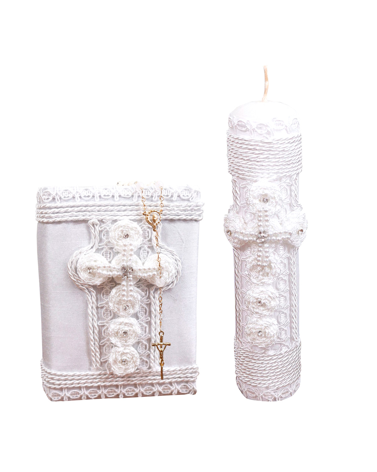 Vela Personalizada Para Comunión - 3x40 Cm, Decorada Con Dibujos Niño/niña, Nombre Y Fecha