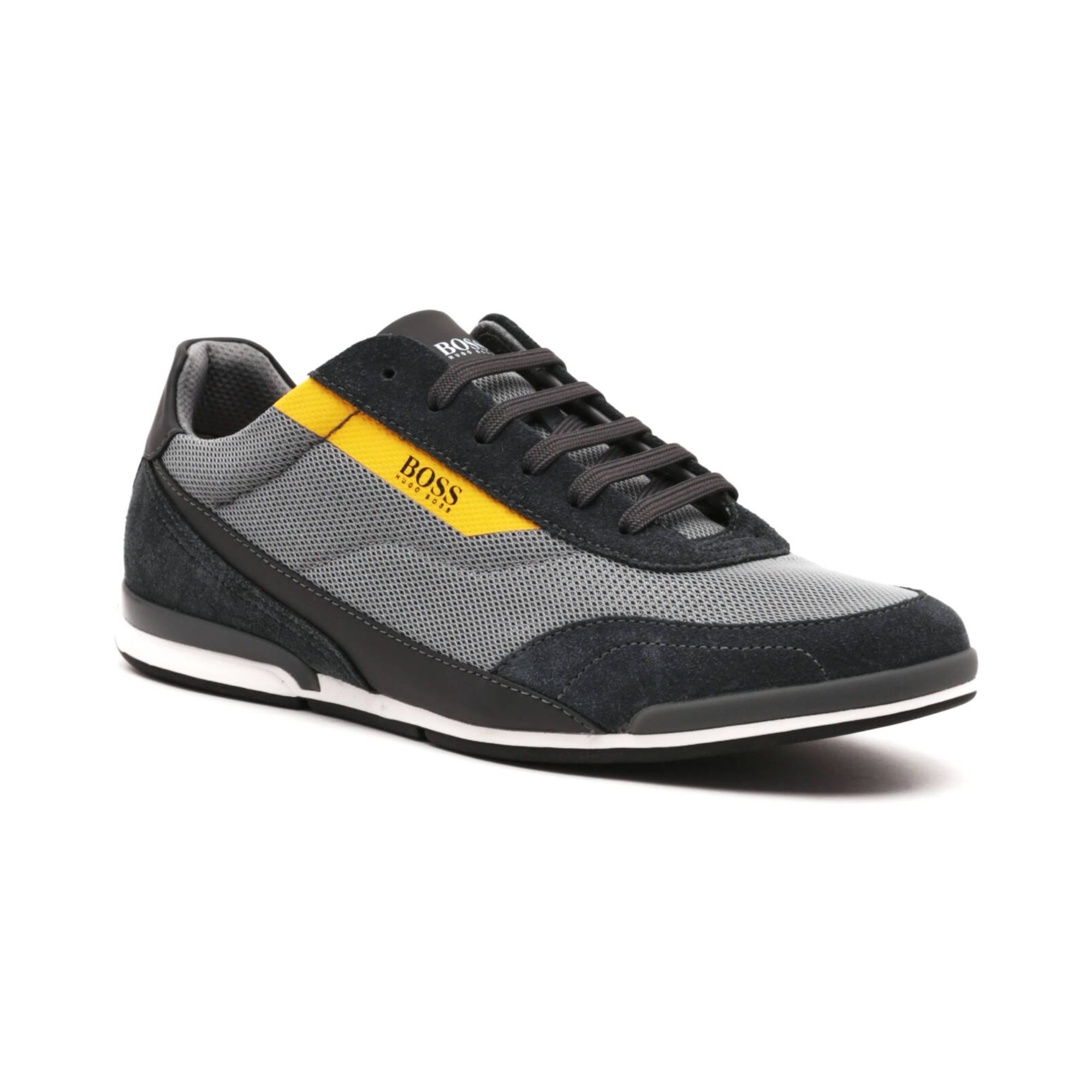 Tenis Hugo Boss Saturn Lowp MXMT Gris con Amarillo Hombre Originales 50464407073