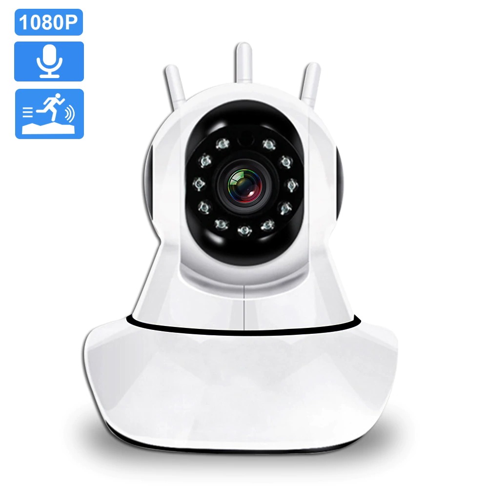 Camara Seguridad Ip 3 Antenas Wifi Full Hd Vision Nocturna Con Alarma Casa Oficina.