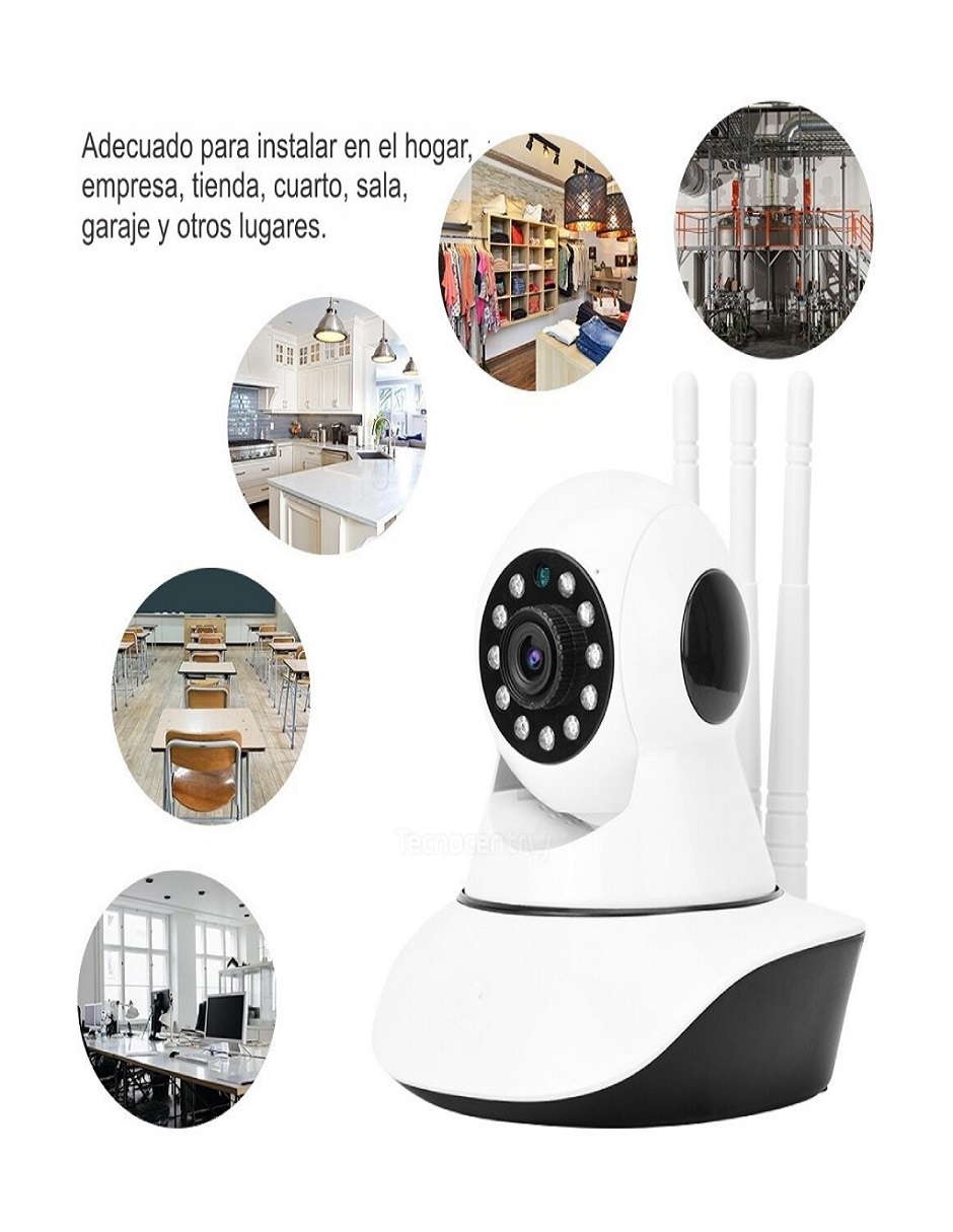 Camara Seguridad Ip 3 Antenas Wifi Full Hd Vision Nocturna Con Alarma Casa Oficina.
