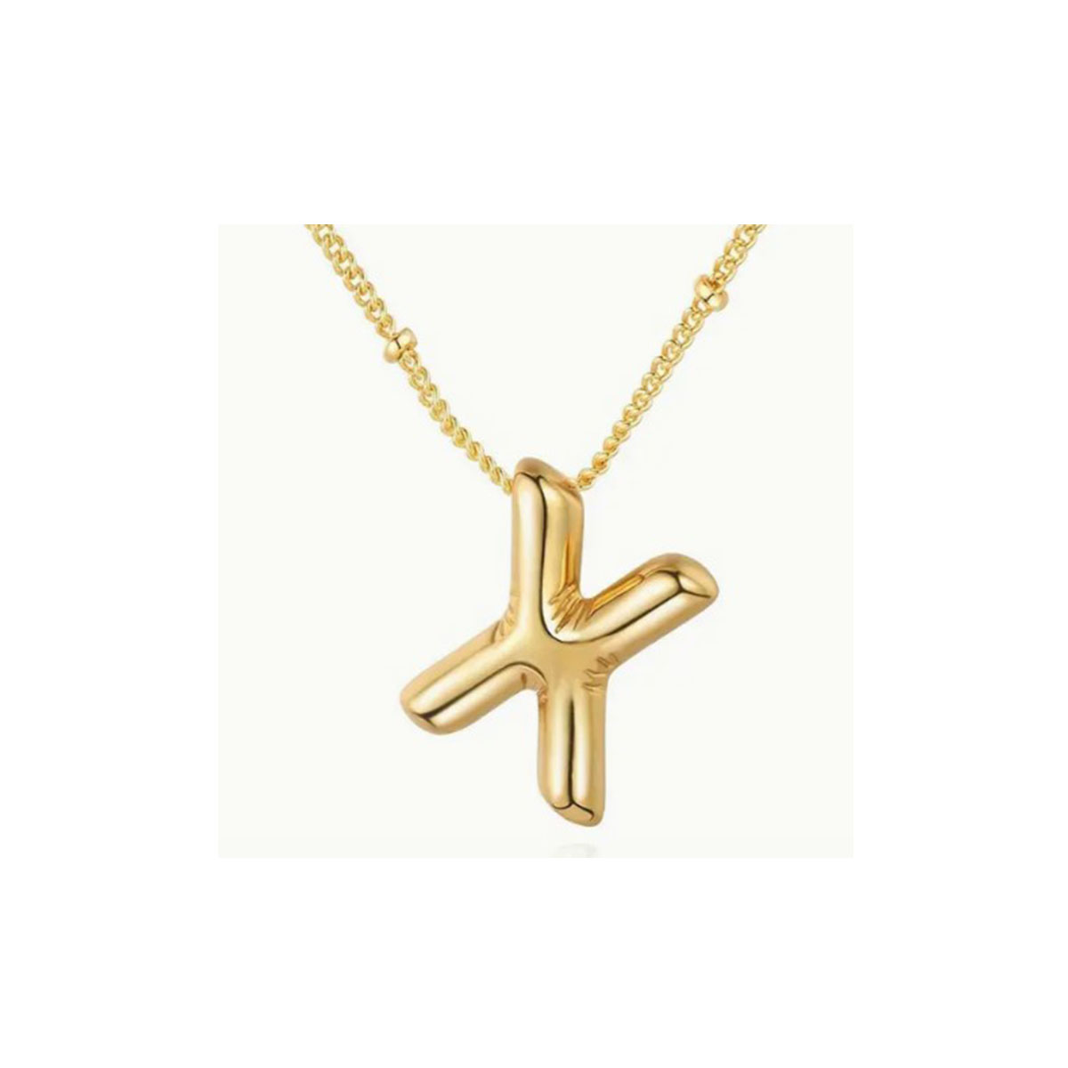 Cadena Acero Inoxidable Dorada con Dije de Letra Globo "X". DM 