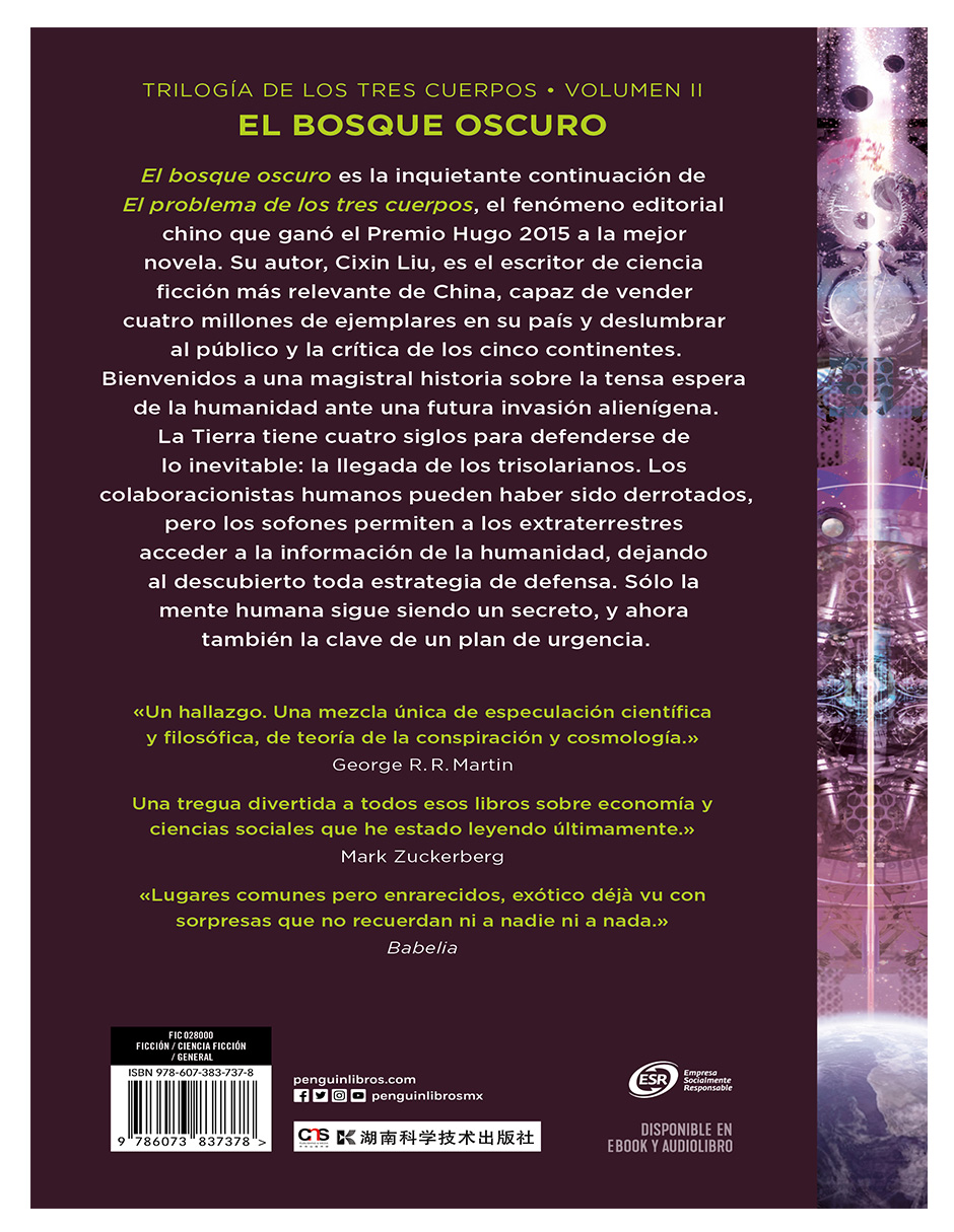 Libro El bosque oscuro Autor Cixin Liu.