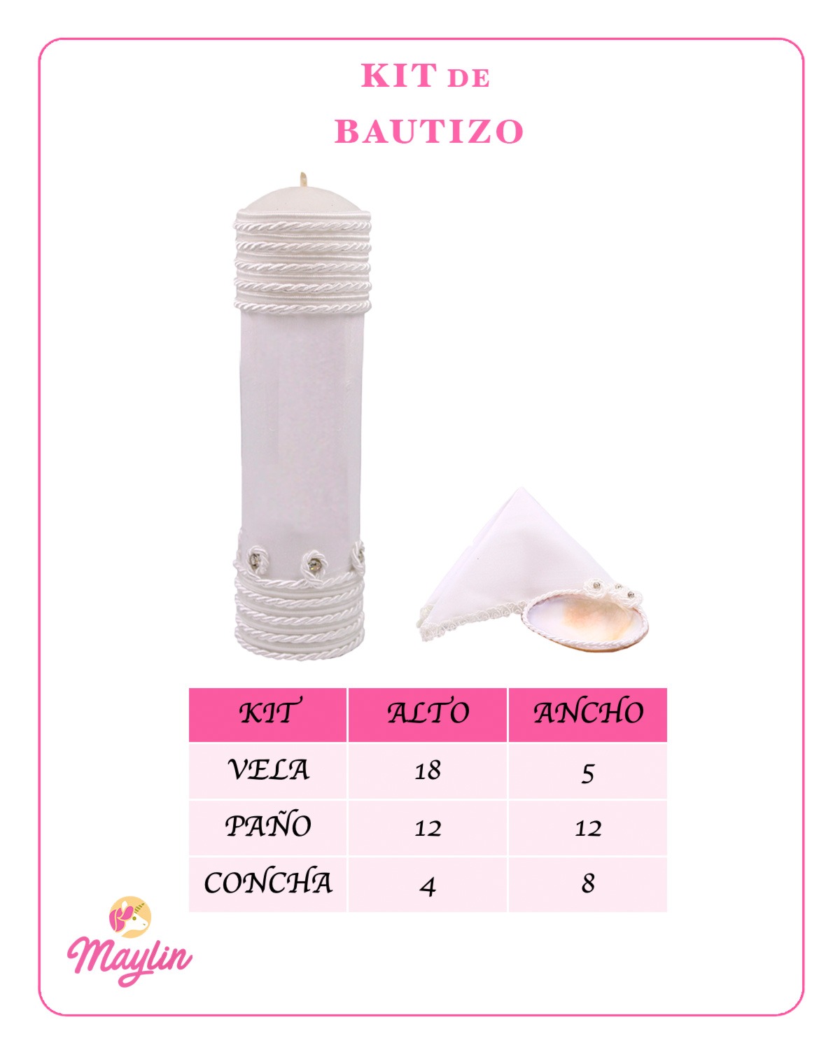 Set Vela Bautizo Para Niño Kit Concha Toalla Alexia.