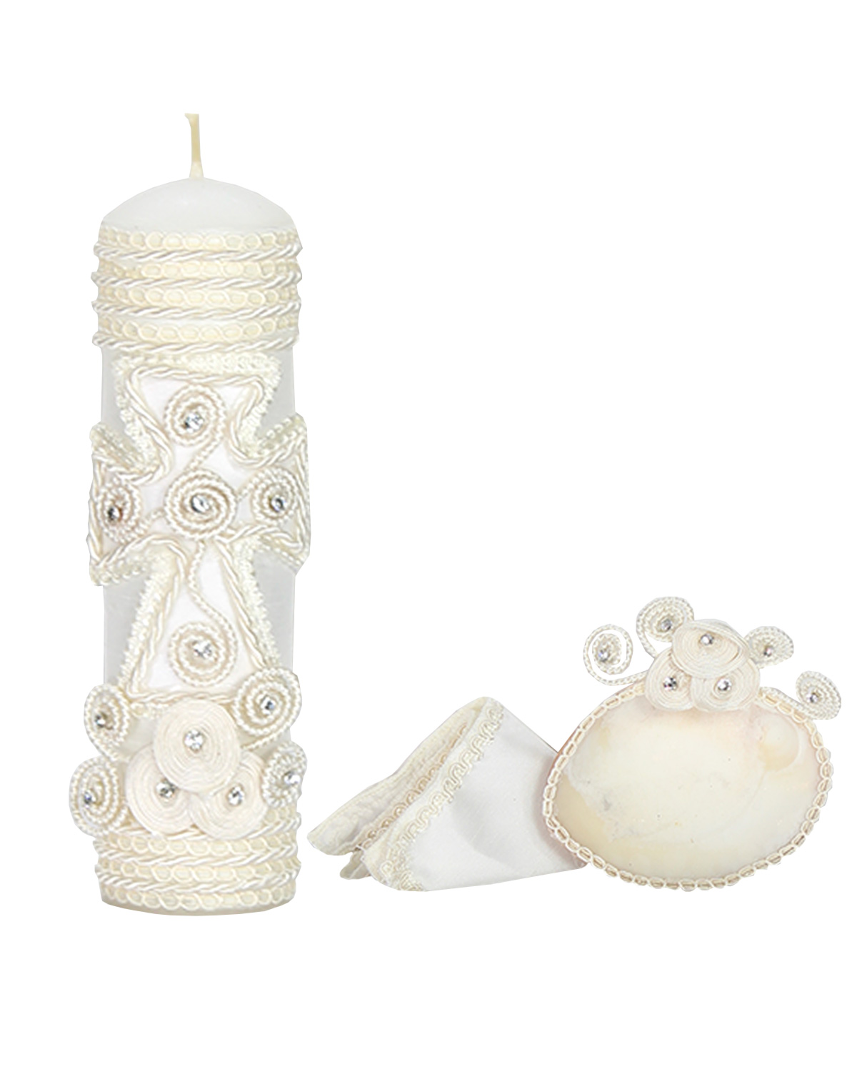 Set Vela Bautizo Para Niño Kit Concha Toalla Emanuel.