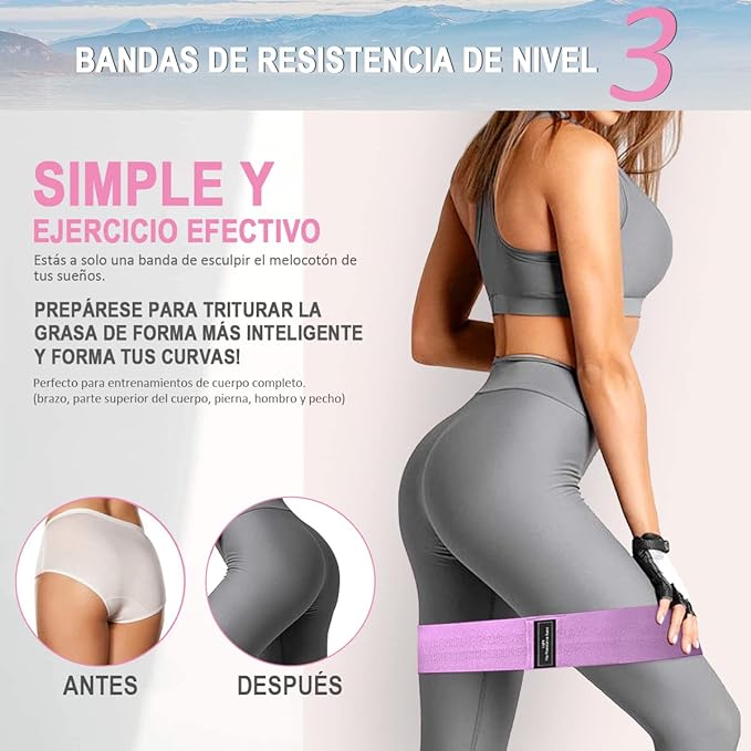 EASYTAO Bandas de Resistencia Pack de 3 para Ejercicios en Casa y Gimnasio, Ligas Elásticas de Látex Natural Multifuncional para Yoga, Pilate, Crossfit，con 2 Muñequera.