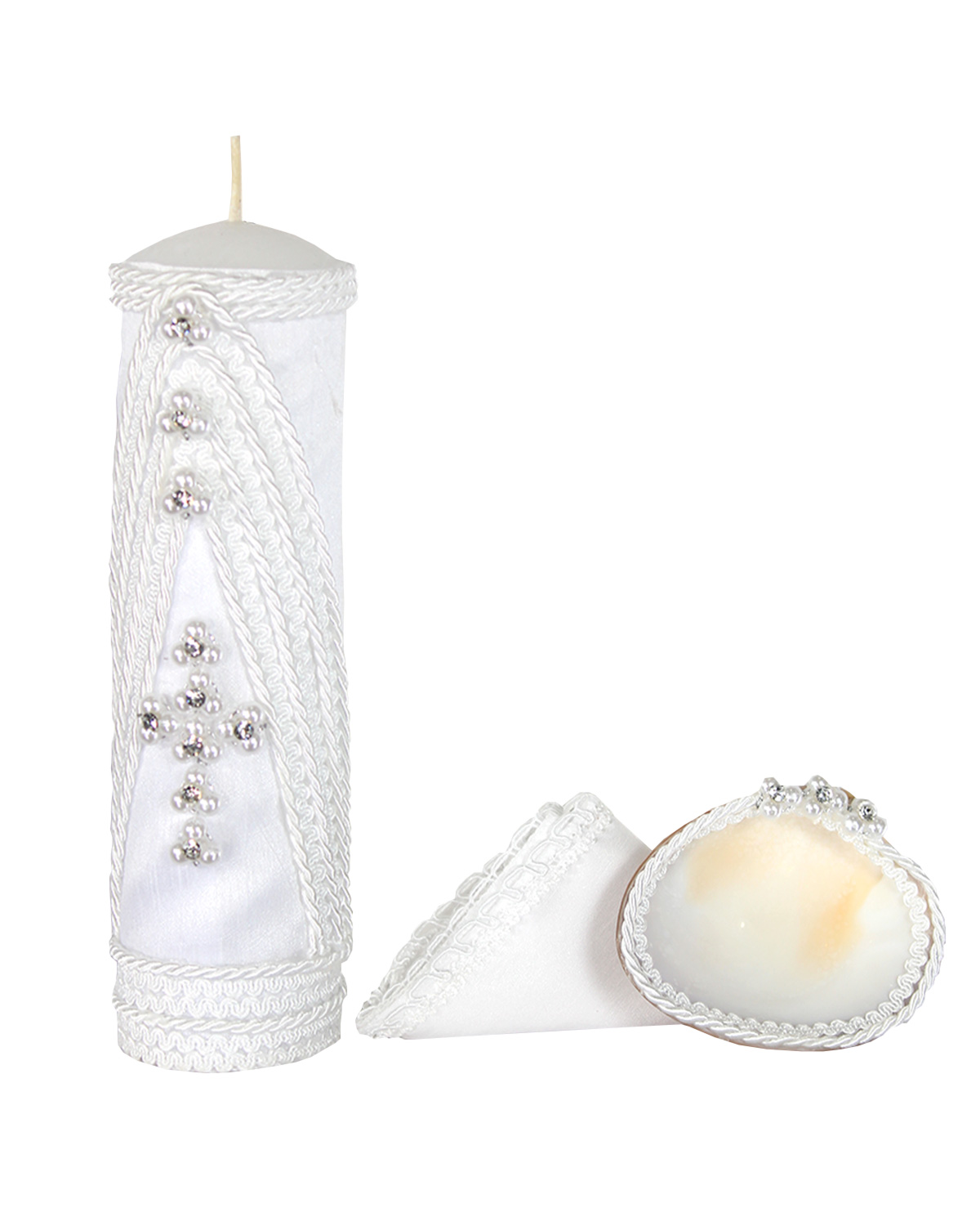 Set Vela Bautizo Para Niño Kit Concha Toalla Ulises.