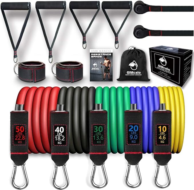 GIMCALO Bandas de Resistencia, Bandas de Resistencia multifuncionales para Entrenamiento de Fuerza y Equipos de Fitness. Ligas de Resistencia Pesada de 150 Libras apilable Ejercicio.