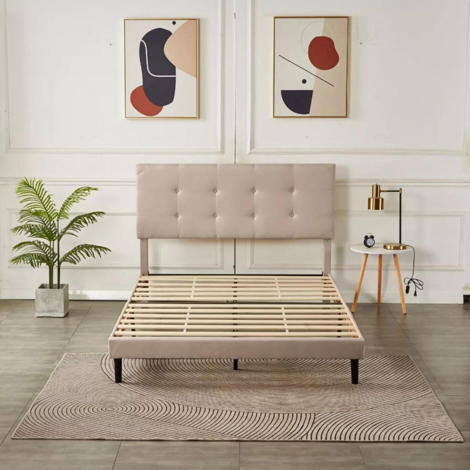 Ilios innova | Base Cabecera Para Cama En Madera Ilios Innova matrimonial Lino Color Café | Elegante cama matrimonial 