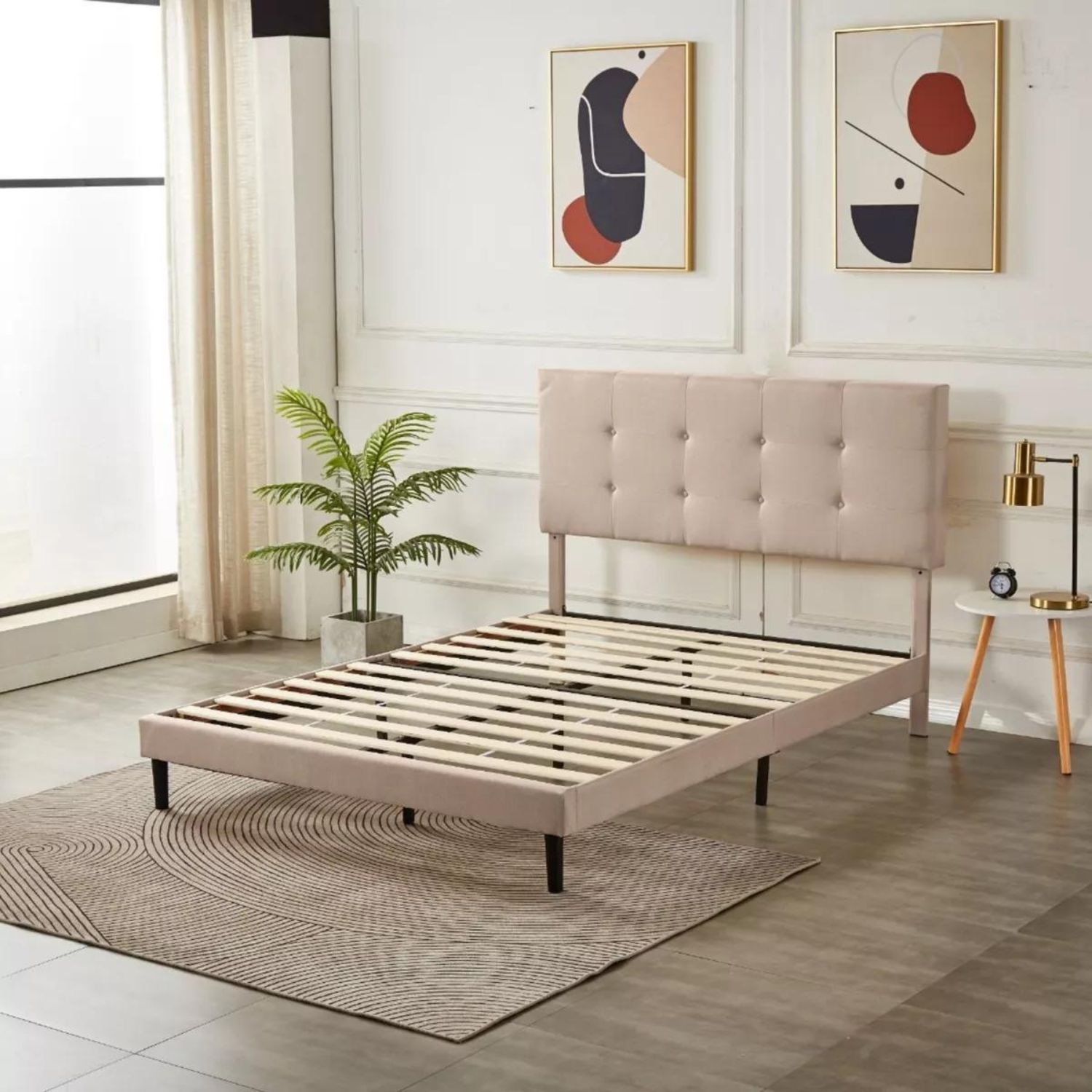Ilios innova | Base Cabecera Para Cama En Madera Ilios Innova matrimonial Lino Color Café | Elegante cama matrimonial 