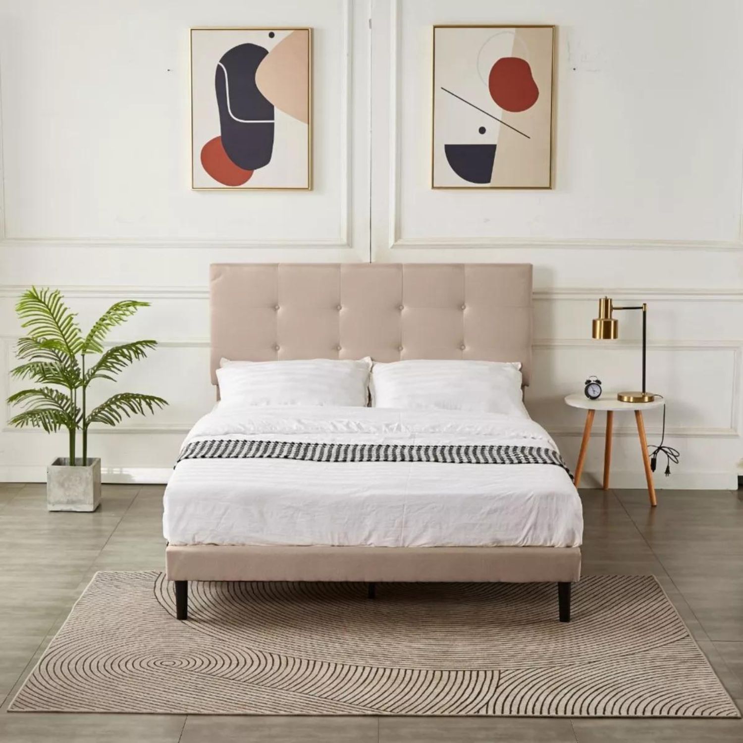 Ilios innova | Base Cabecera Para Cama En Madera Ilios Innova matrimonial Lino Color Café | Elegante cama matrimonial 