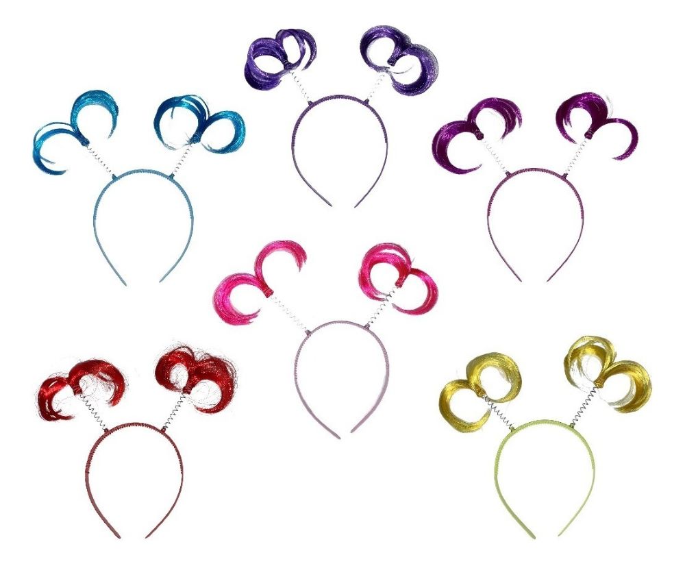 80 Diadema Colitas Pelo Loco Neon Colores Batucada Fiesta.