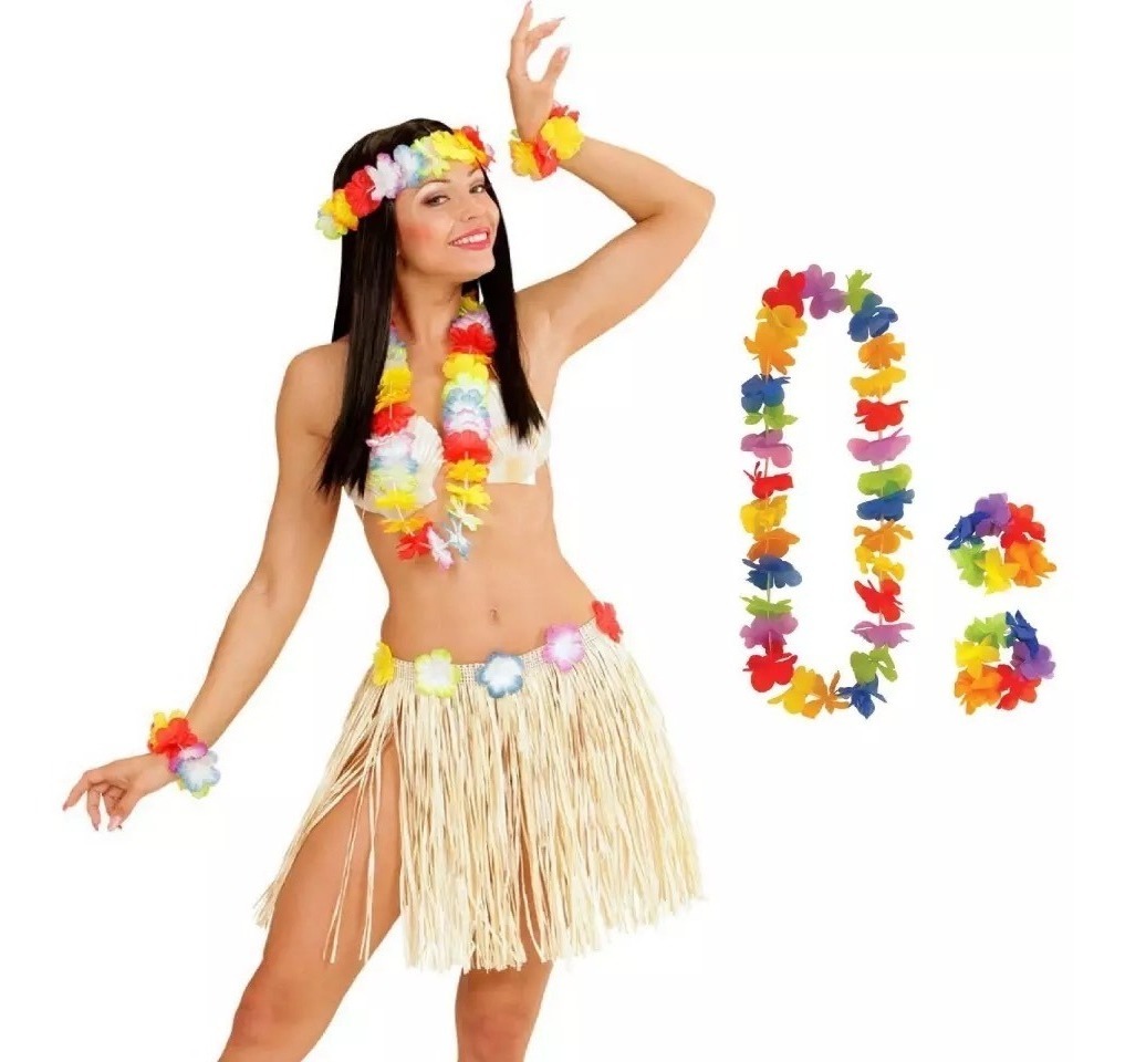 100 Collar Hawaiano Fiesta Batucada Boda Flores Disfraz Color.